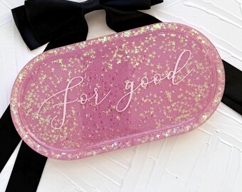 Handcrafted Holographic Pink Resin Tray: Glinda For Good Oval Trinket Dish