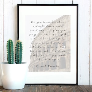 Dermot Kennedy Lyrics Rome 8x10 digital download wall art. Easy to DOWNLOAD and PRINT