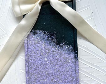 Handcrafted Resin Vanity Tray: Aqua & Lilac Glitter Trinket Dish