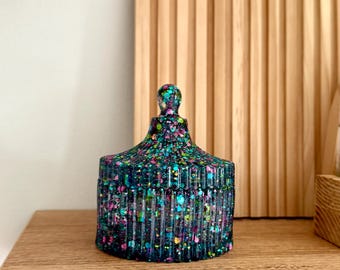 Handcrafted Mermaid Vibes and Resin Jar with Glitter: Decorative Vanity Dish