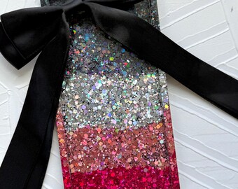 Handcrafted Pink Resin Vanity Tray: Holographic Black Rectangle