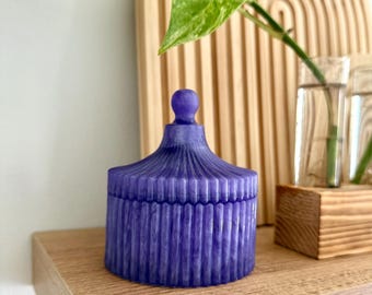 Handcrafted Decorative Jar with Lid, Purple Shimmer, Resin Jewelry Holder