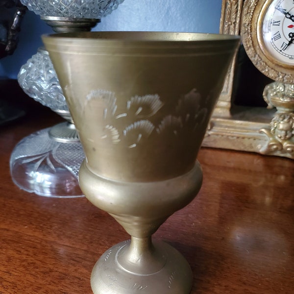 Vintage Brass Chalice Cup Altar Goblet