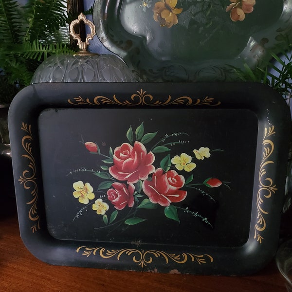 Floral Metal Tray Etsy