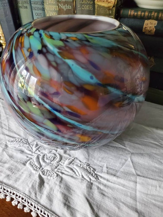 Colorful Hand Blown Glass Bowl / Vase Etsy