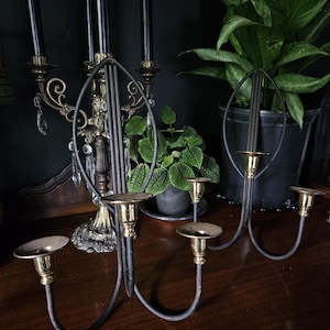 Vintage Wall Candalabra Pair Sconces Black Metal