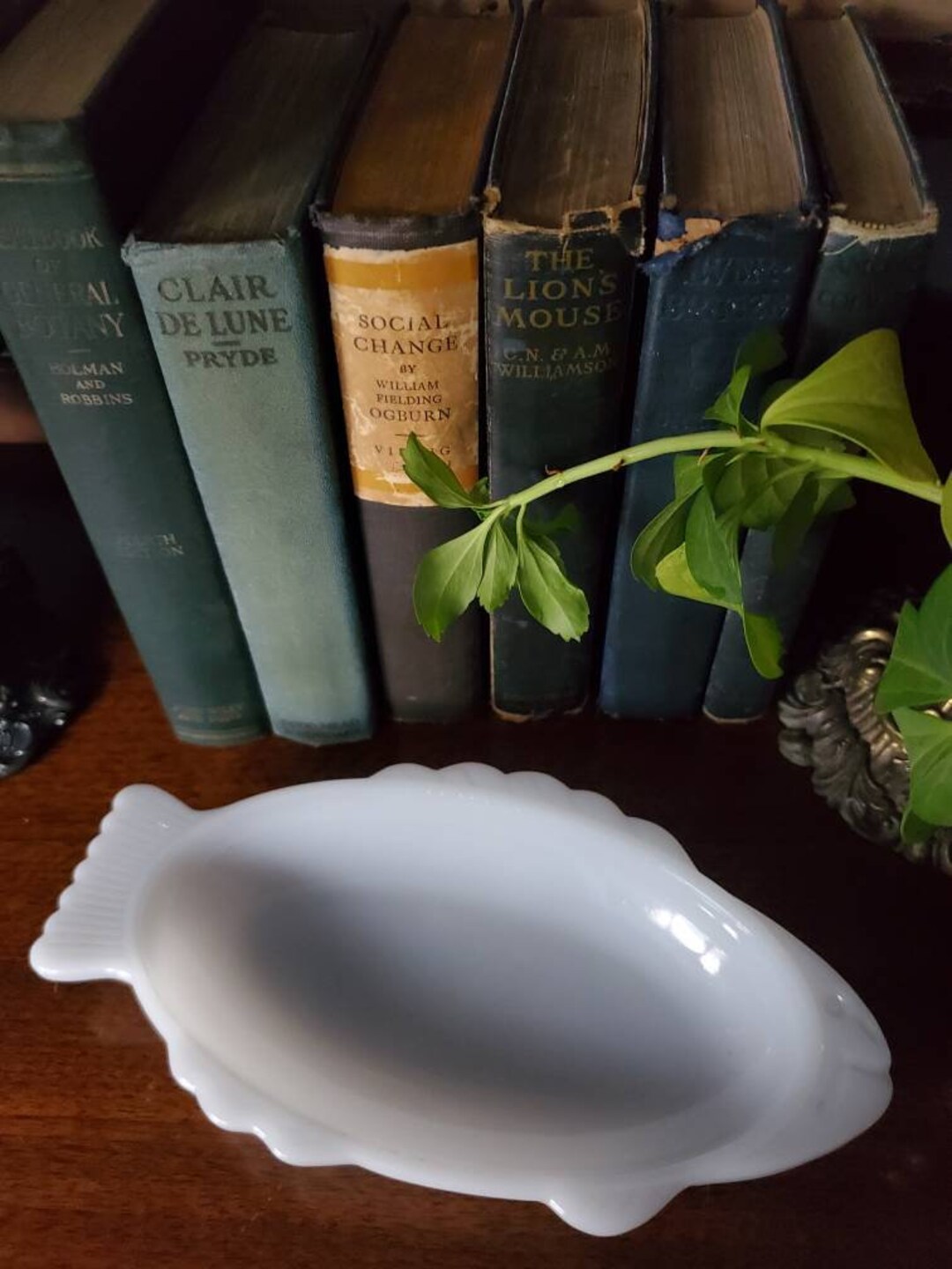 Glasbake Milk Glass Fish Dish Etsy