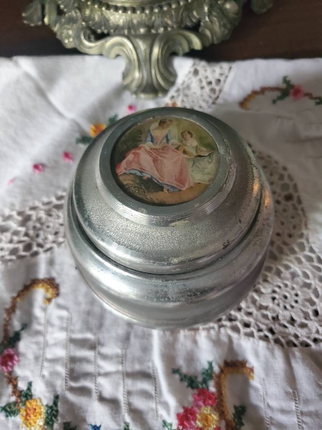 Vintage Music Box Powder Box Etsy
