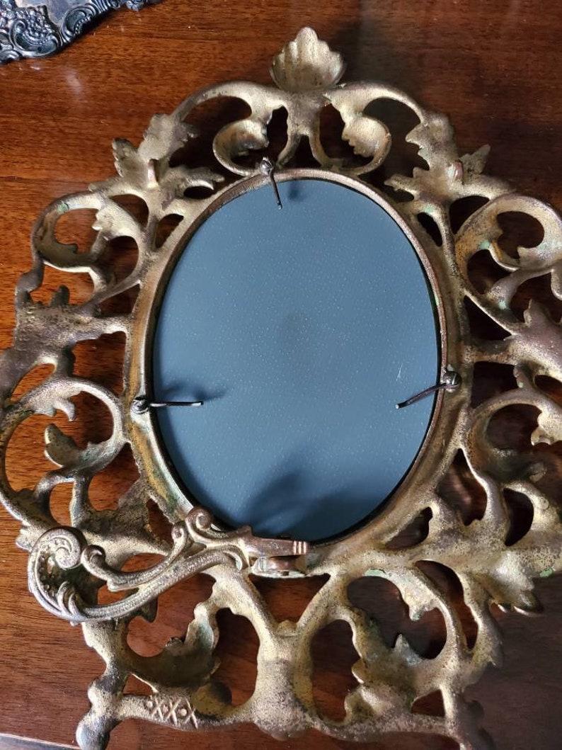 Antique Cast Iron Mirror Brass Table Mirror Vanity Etsy