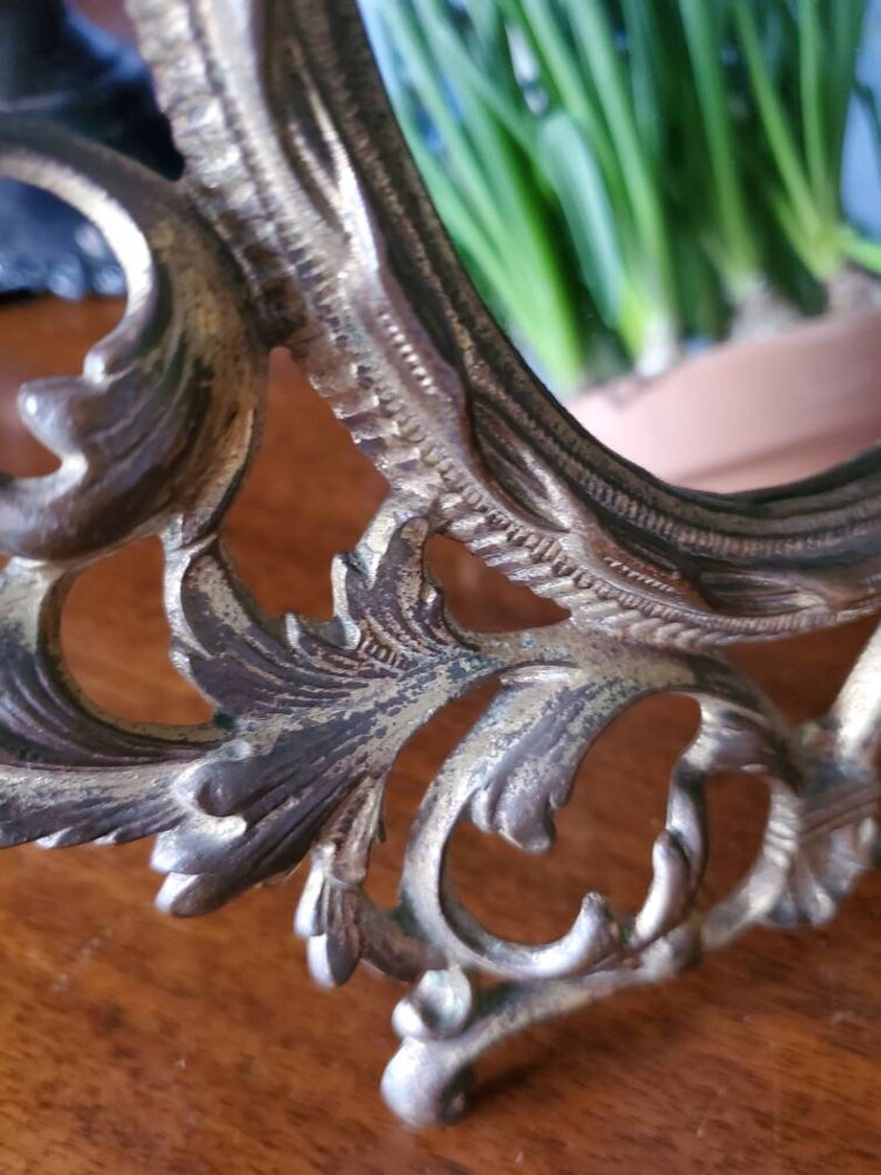 Antique Cast Iron Mirror Brass Table Mirror Vanity Etsy