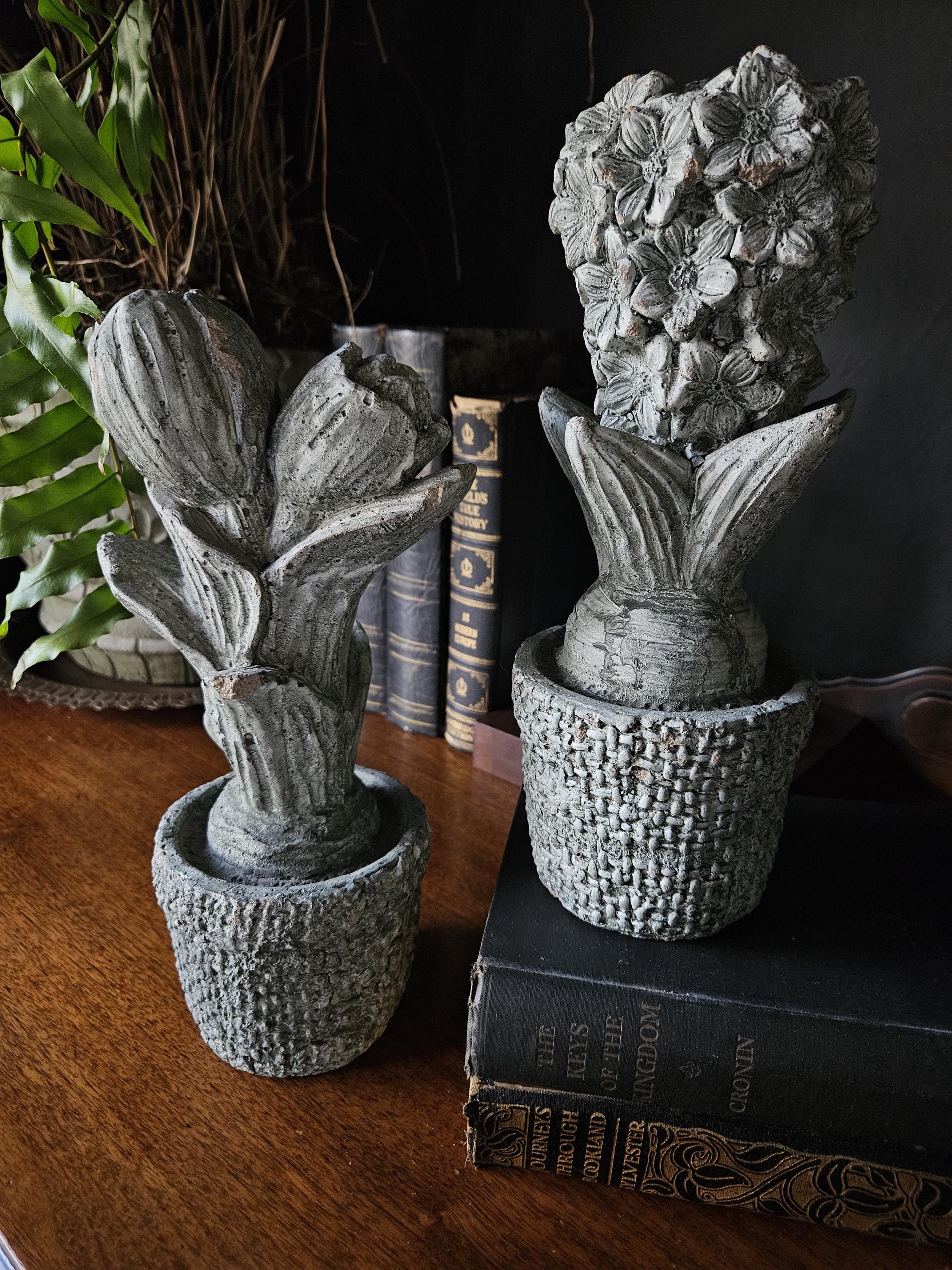 Stone Pair Hyacinth and Tulip Bulb Statues