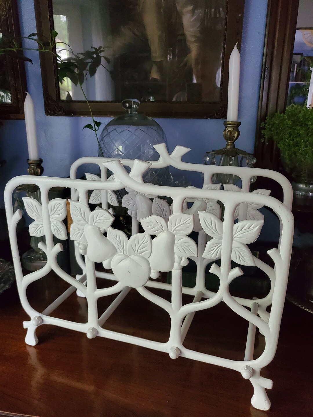 Large Vintage Cast Iron Magazine Album Log or Book Stand French Country