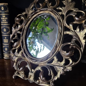 Antique Cast Iron Mirror Brass Table Mirror Vanity
