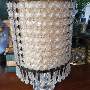 Cylinder Chandelier Plastic Teardrop Retro Lamp Shade filled with baubles