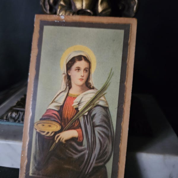Vintage Wooden Picture of Saint Lucy