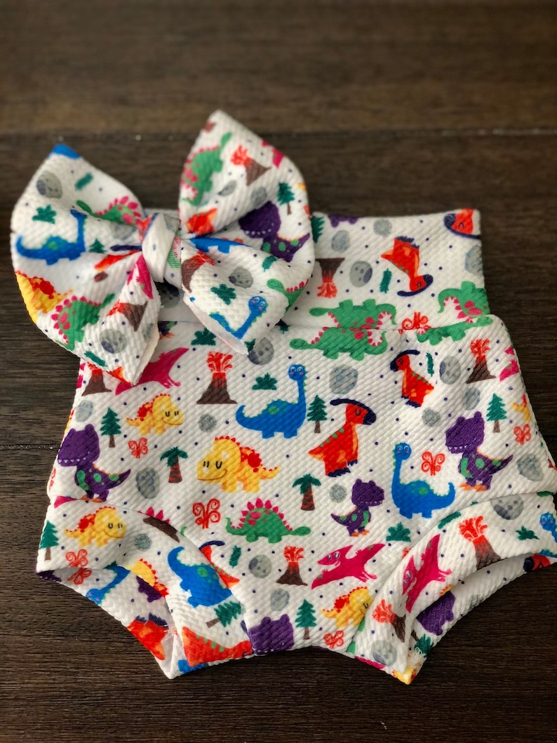 Dinos Bummie /& bow Set Baby Girl Baby Boy Bows Bummies Toddler