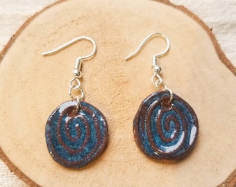 Handmade foraged clay ceramic Bristol earrings.