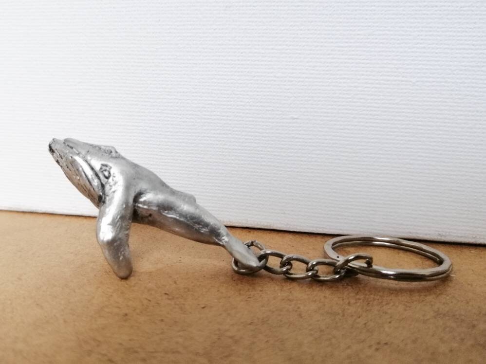 Humpback whale pewter keychain. Handmade keyring. Marine Etsy