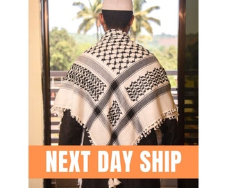 Palestine Keffiyeh Kufiya Scarf (48*48) Traditional Shemagh with Tassels Arafat Hatta Arab Style Headscarf for Men and Women  Free Palestine