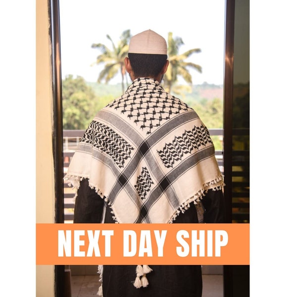 Palestine Keffiyeh Kufiya Scarf (48*48) Traditional Shemagh with Tassels Arafat Hatta Arab Style Headscarf for Men and Women  Free Palestine