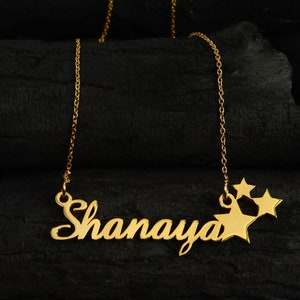 Personalised Name Necklace, 24k Gold Custom Name with Star Necklace, Name Necklace, Initial Necklace Gift For mom, Dainty necklace,