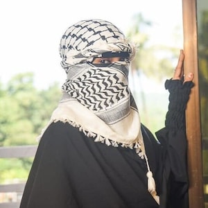 Palästina Keffiyeh Kufiya Schal 48 48 Traditionelles Shemagh mit Quasten Arafat Hatta Kopftuch im arabischen Stil für Männer und Frauen, Palästina Bild 3