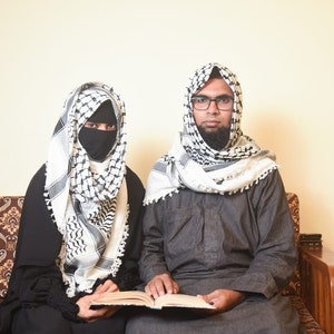 Palästina Keffiyeh Kufiya Schal 48 48 Traditionelles Shemagh mit Quasten Arafat Hatta Kopftuch im arabischen Stil für Männer und Frauen, Palästina Bild 8