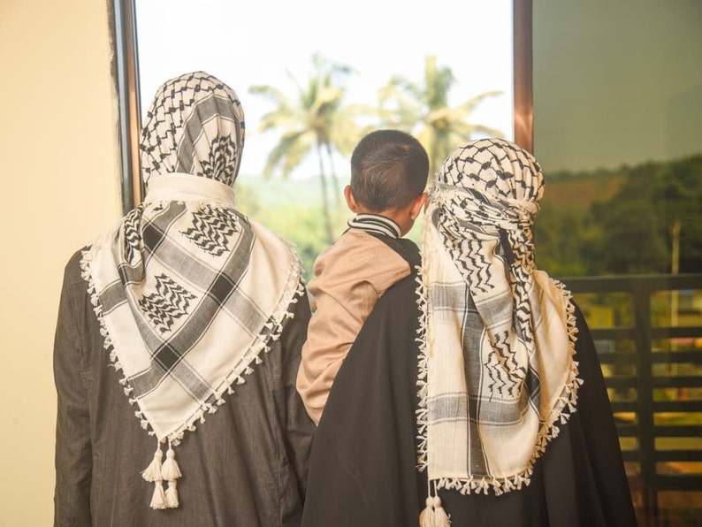 Palästina Keffiyeh Kufiya Schal 48 48 Traditionelles Shemagh mit Quasten Arafat Hatta Kopftuch im arabischen Stil für Männer und Frauen, Palästina Bild 5