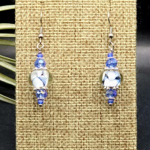 Pendientes colgantes de cristal de Murano azul hechos a mano, joyería artesanal única para uso diario, regalo ideal para ella, accesorio de cristal de Murano, acero inoxidable