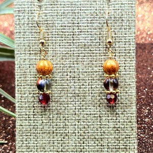 Czech Glass Pumpkin Earrings: 18k Gold Plated Autumn Jewelry