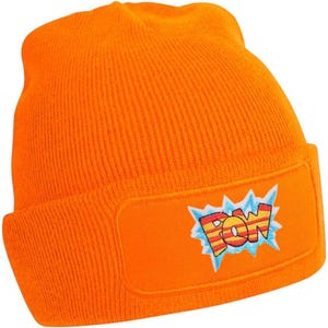 Orange Beanie with Patches