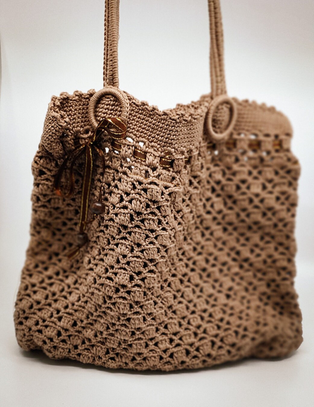 Brown Shoulder Bag Crochet Knitted in Lace Pattern - Etsy