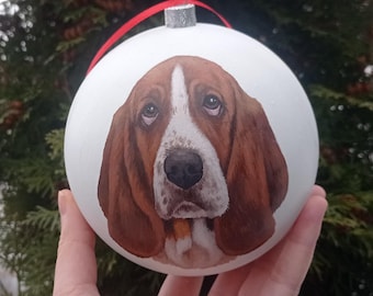 Pet Portrait Ornament – Custom Dog Christmas Ornament, Hand Painted Pet Memorial Gift, Personalized Dog Lover Gift, Pet Loss Ornament
