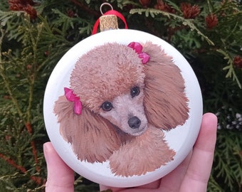 Personalized Pet portrait ornament Custom dog ornament Christmas hand painted portrait White background Pet flat bauble Personalized gift