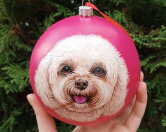 Animals drawn on the Christmas ball New year gift portrait gift Custom hand painted dog portrait bauble portrait from Spaniel gift