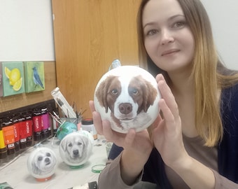 Pet Portrait Ornament – Custom Dog Christmas Ornament, Hand Painted Pet Memorial Gift, Personalized Dog Lover Gift, Pet Loss Ornament