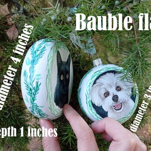Custom hand painted pet portrait bauble Christmas ball personalised Ornament painted completely by hand from customer photograph Dog art image 9