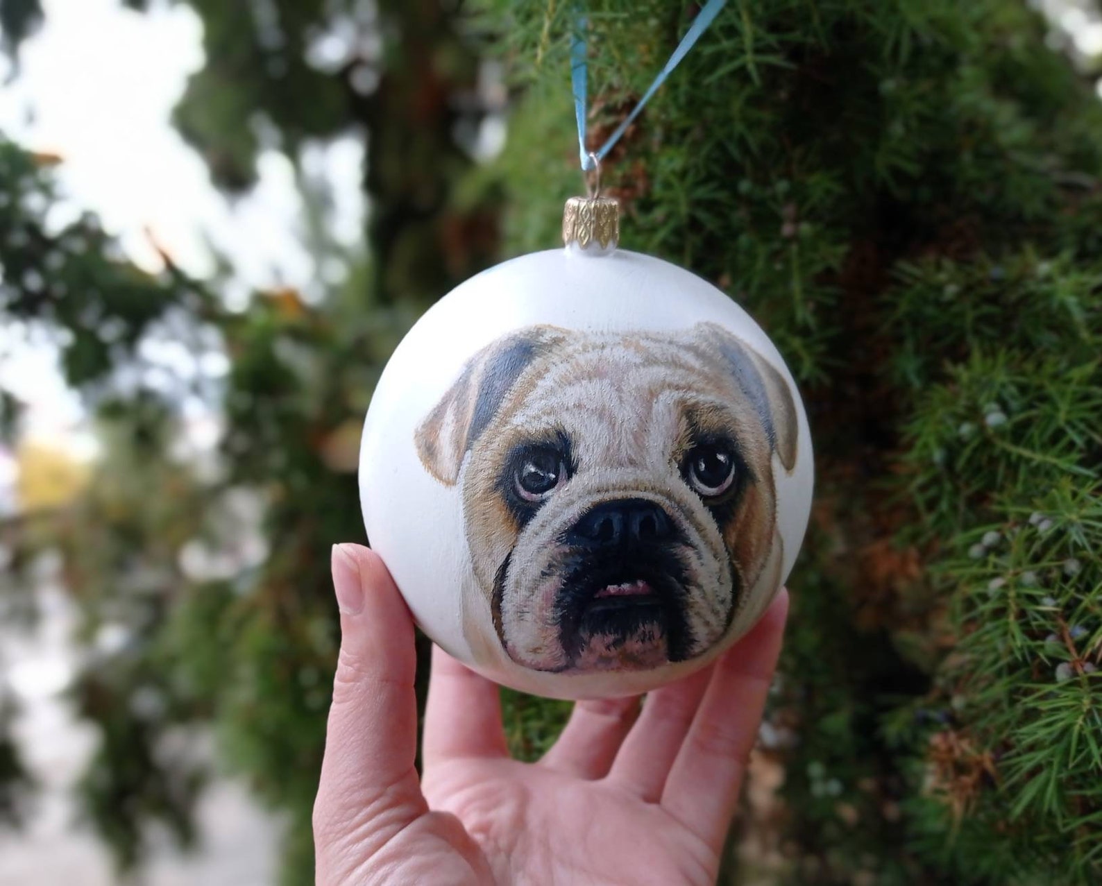 Custom Dog Ornament Hand Painted Ornaments Pet Portrait Bauble - Etsy UK
