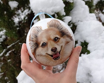 Custom Pet Portrait Ornament Custom hand painted dog portrait, cat portrait ornament, pet portrait