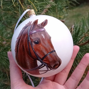 Pferd Christbaumkugel, Personalisierte Pferd Kugel Weihnachtsgeschenk, Geschenk für Pferdeliebhaber, Reitergeschenk, Pferdeportrait, handgemalte Pferdeshow
