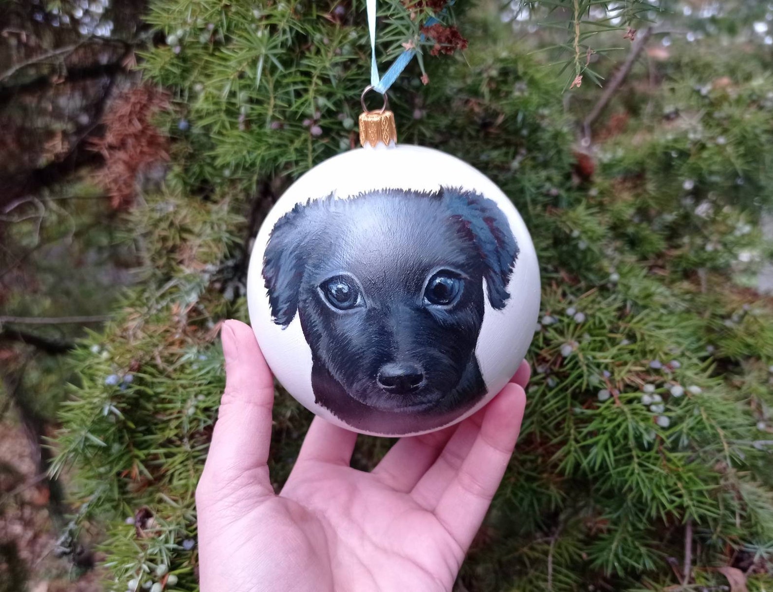 Custom Dog Ornament Hand Painted Ornaments Pet Portrait Bauble Etsy UK