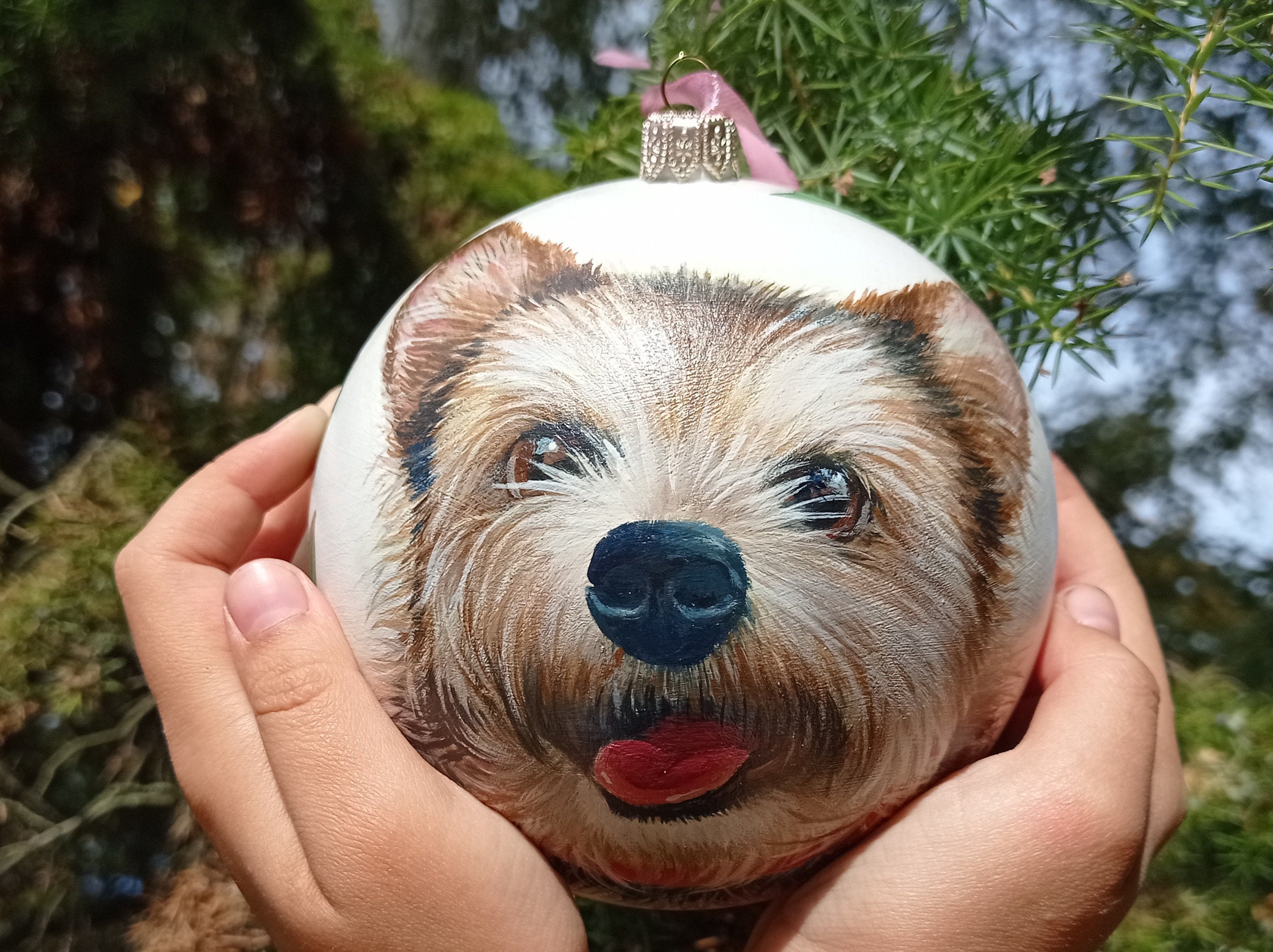 Custom Dog Ornament Hand Painted Ornaments Pet Portrait Bauble Etsy UK