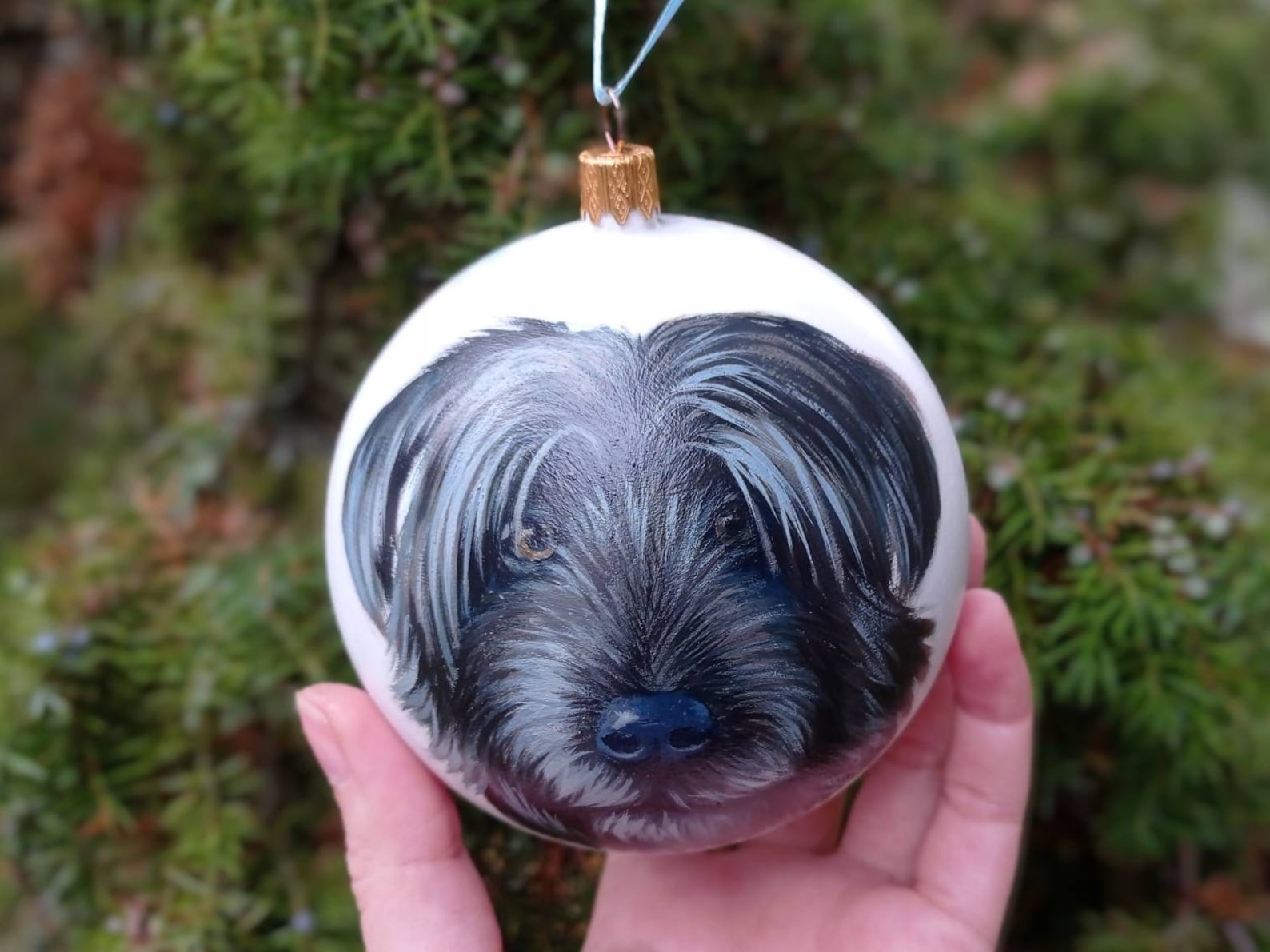 Custom Dog Ornament Hand Painted Ornaments Pet Portrait Bauble - Etsy UK