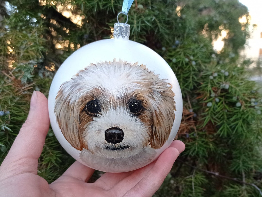 Hand Painted Pet Portrait Bauble Christmas Ball Dog Portrait
