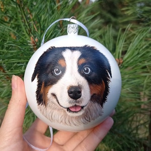 Custom hand painted pet portrait bauble Christmas ball personalised Ornament painted completely by hand from customer photograph Dog art image 8