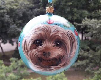 Custom dog ornament Dog portrait ornament Commission Pet portrait ornament ball Hand painted Pet portrait Christmas ball Dog memorial art