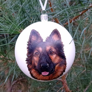 Custom hand painted pet portrait bauble Christmas ball personalised Ornament painted completely by hand from customer photograph Dog art image 7