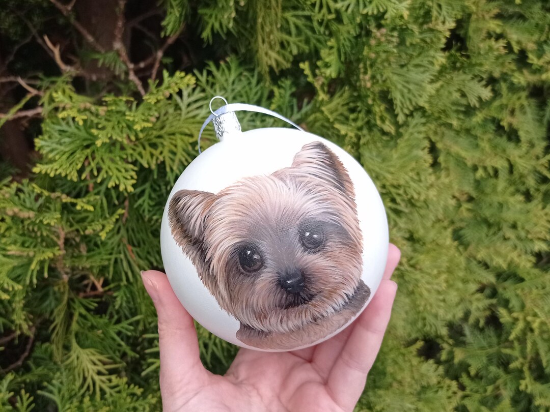 Hand Painted Dog Ornament From Photo – Custom Pet Portrait Christmas ...
