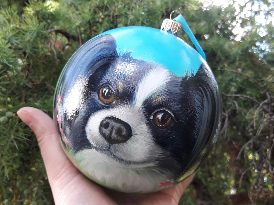 Custom Hand Painted Pet Portrait Bauble Personalized Gift Custom Dog