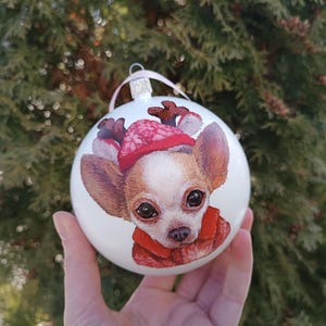 Custom Pet Portrait Ornament: Hand-Painted Christmas Bauble